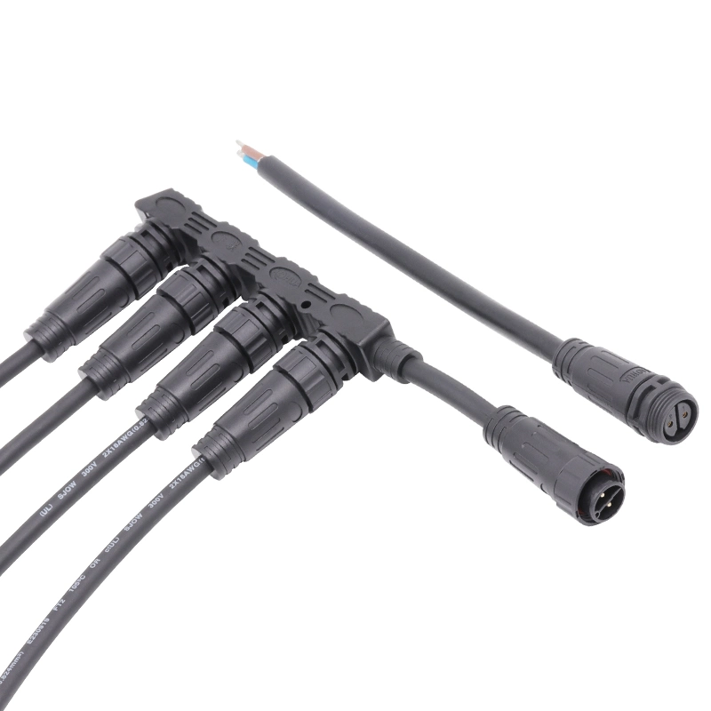 F Type Power Cable Nale and Female 2 Pin Waterproof Street Light Connector