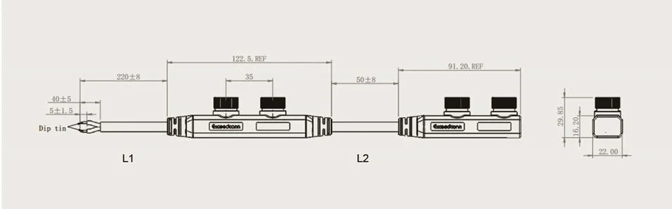 F Shape 2 Pin 1 in 4 out Waterproof LED Female Connector