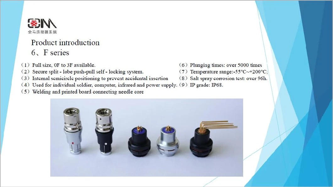 Qm F Series Tfn Fixed Plug Cable Circular Push-Pull Connector