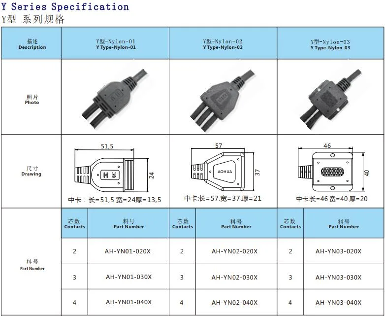 Street Light Waterproof 1 to 4 Power Cable Y Type IP65 Connector