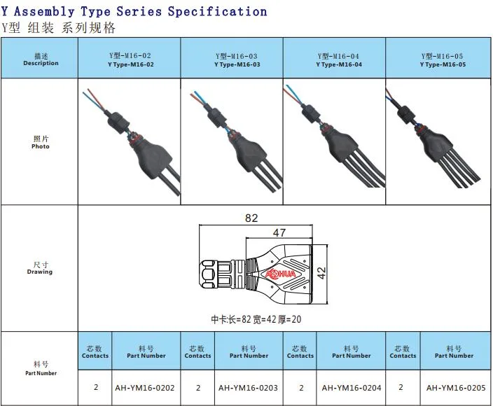 Aohua Street Light Module Screw Type Waterproof Y Connector LED Cable