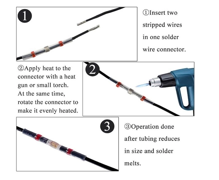 Waterproof Insulation Heat Shrink Solder Seal Wire Splice Butt Connectors with IP68 CE