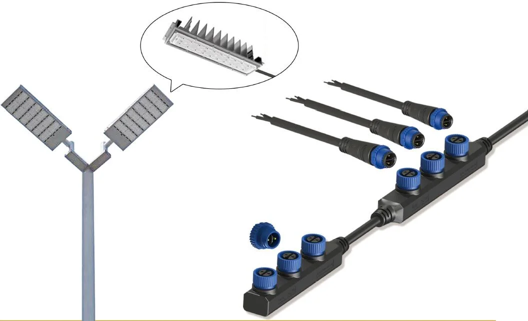 F Shape 2 Pin 1 in 4 out Waterproof LED Female Connector