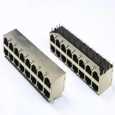 Conector dual 2X8 puertos RJ45 con certificado UL