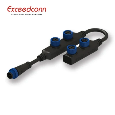 Conector hembra LED impermeable en forma de F de 2 pines 1 en 4 salidas